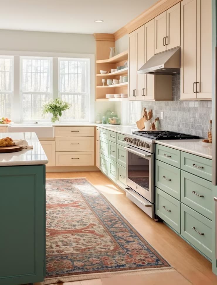 Beautiful kitchen interior with cabinets